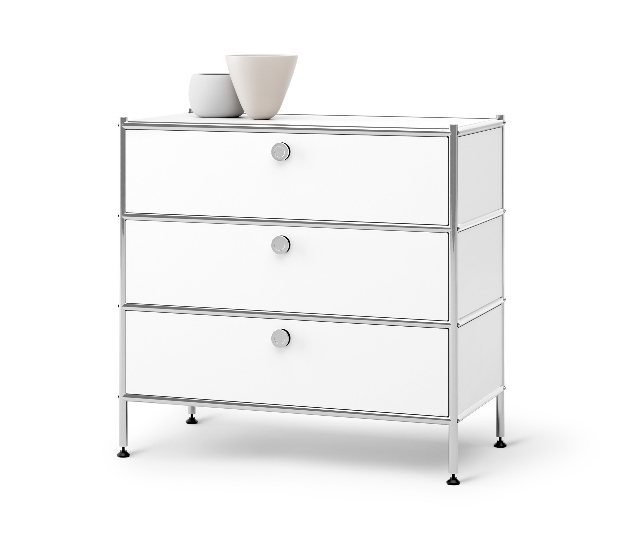 Weiße Kommode Metall »CN3« mit 3 Schubladen.