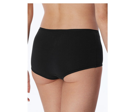 Rückenansicht einer Person, die schwarze SCHIESSER Shorts trägt.