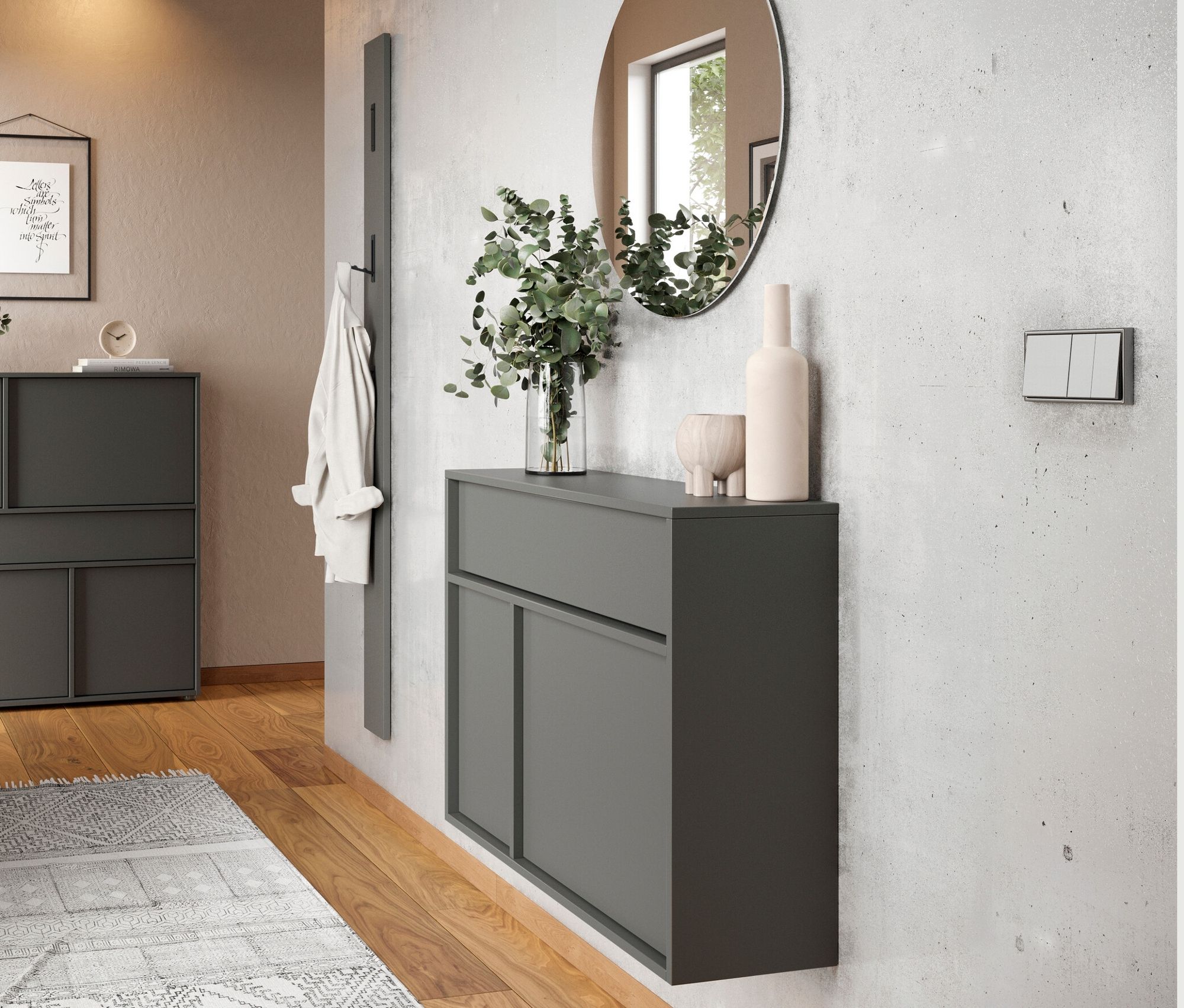 Thumbnail - Tchibo - Ameca Mehrzweckschrank mit 2 Türen und einer Schublade - 83x25x63cm - grau - Holz