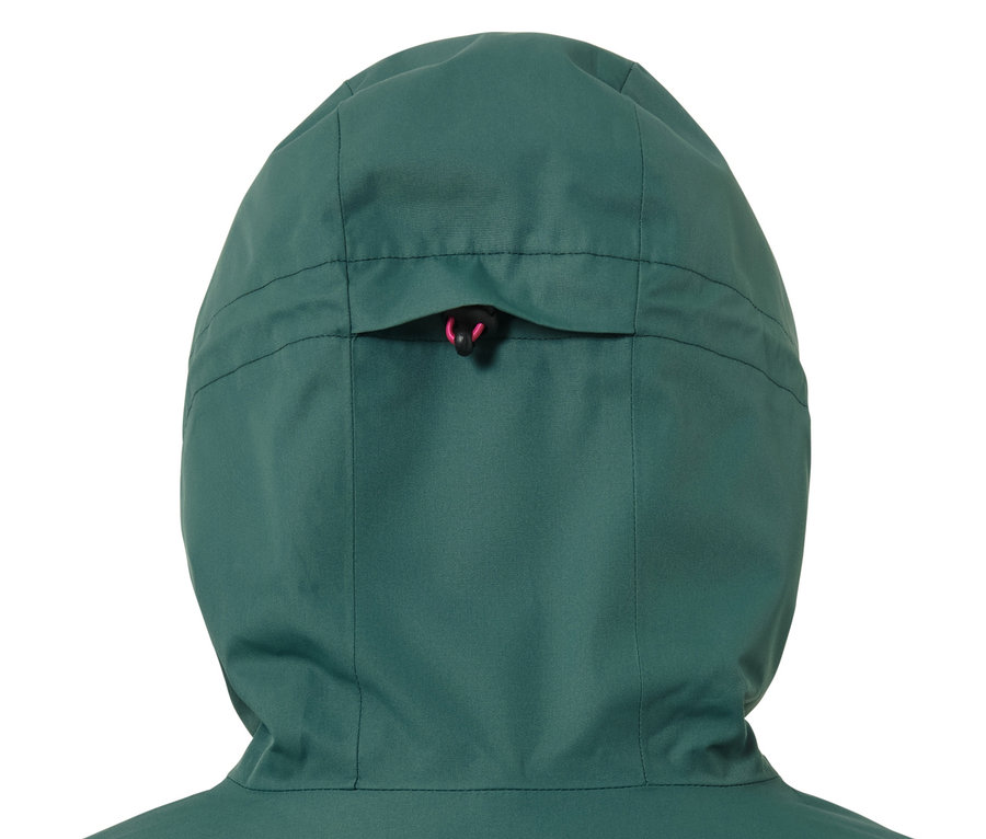 Kapuze einer Ski-und-Snowboardjacke.