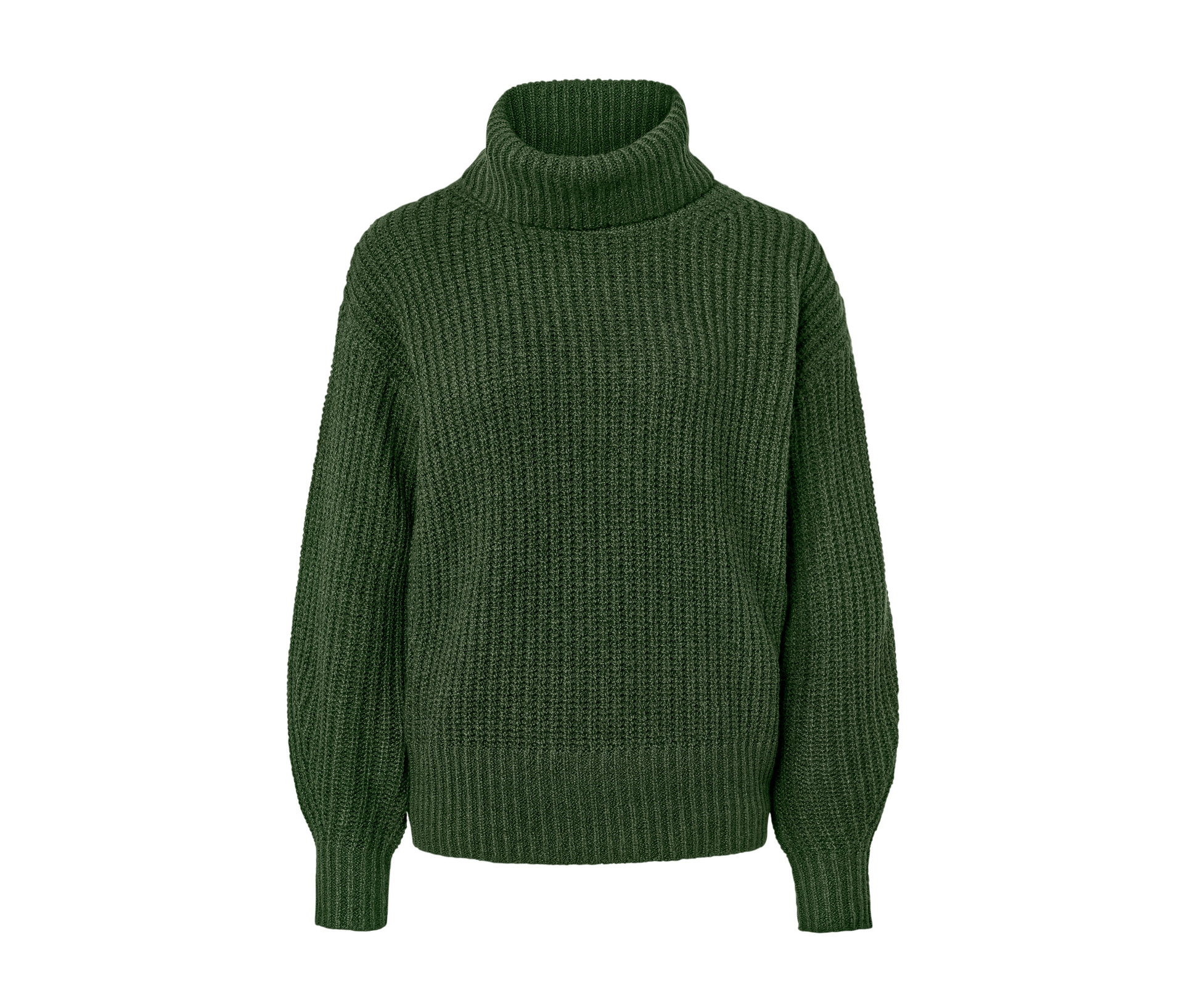Grobstrickpullover mit Rollkragen - Damen - Gr. XL - dunkelgrün - dunkelgrün