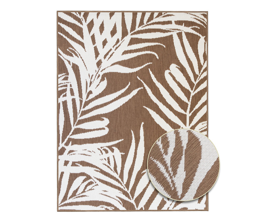Brauner Outdoor-Wende-Teppich »Palm Tree« mit Palmenblattmuster.