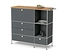 Graues Sideboard Metall »CN3« mit Holzplatte, 1 Klappenfach und 4 Schubladen.