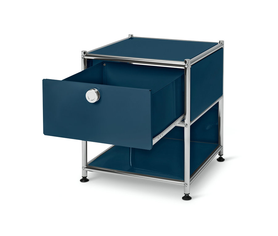 Blauer Beistelltisch »CN3« mit Schublade.
