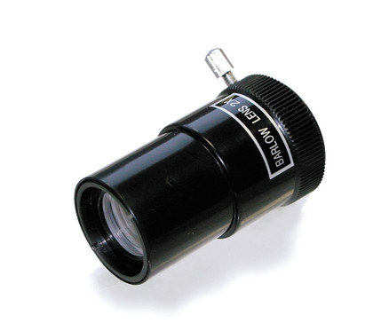 Detailaufnahme einer schwarzen Barlow-Linse 2x.