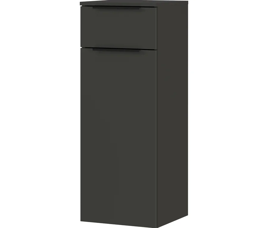 Ein schwarzer Dalvik Schrank mit zwei Schubladen.