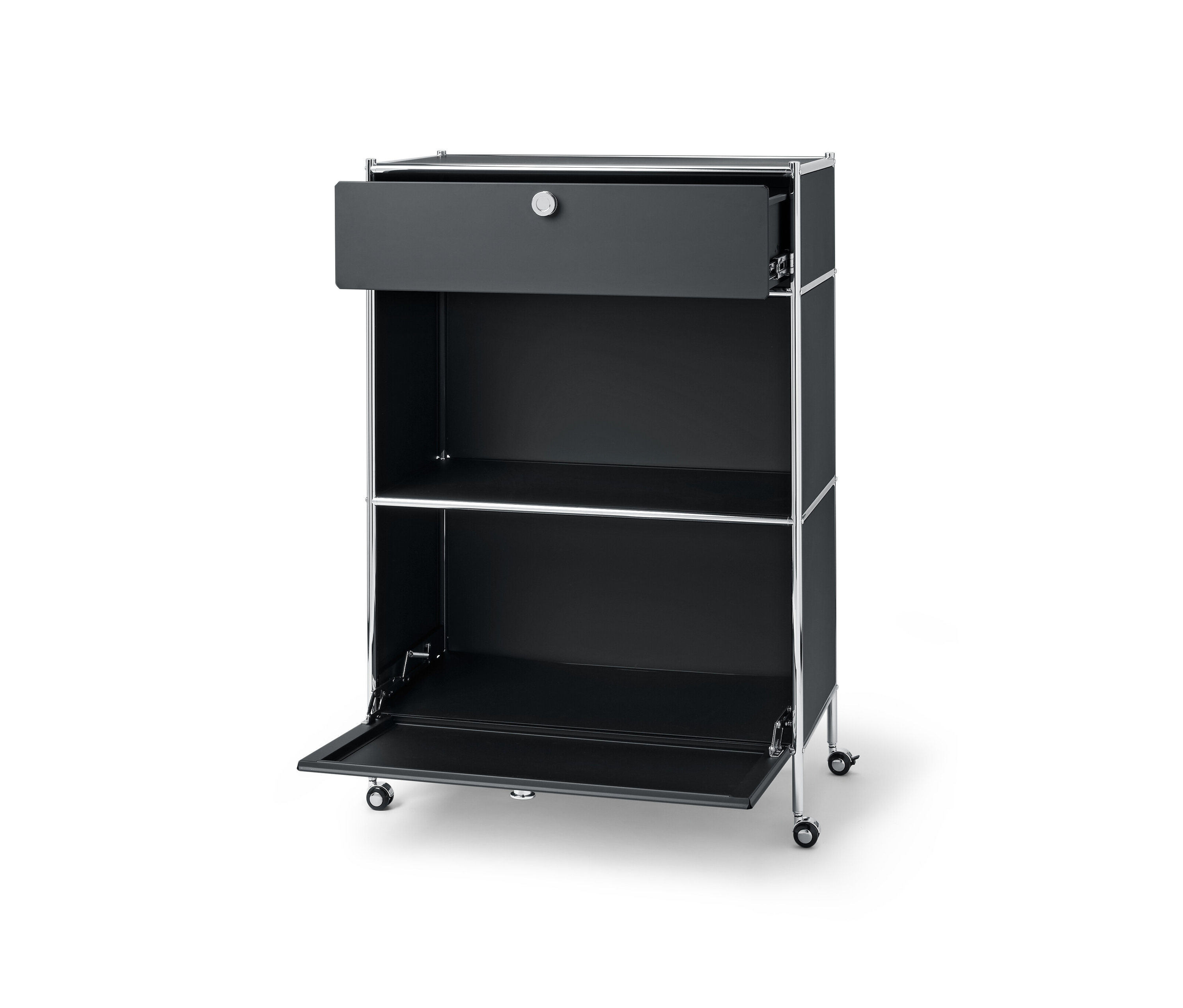 Thumbnail - Tchibo - Kommode Metall »Cn3« mit 1 Schublade und 1 Klappenfach - 77x40x114cm - schwarz - Stahl / Aluminium / Kunststoff