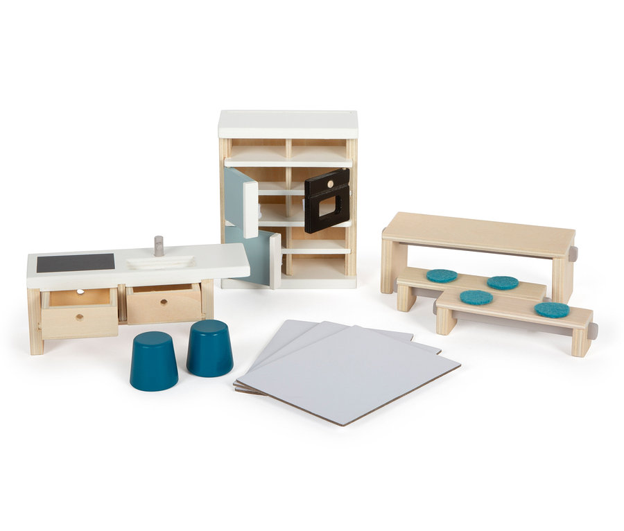 small foot Puppenhaus Natur mit Möbeln.