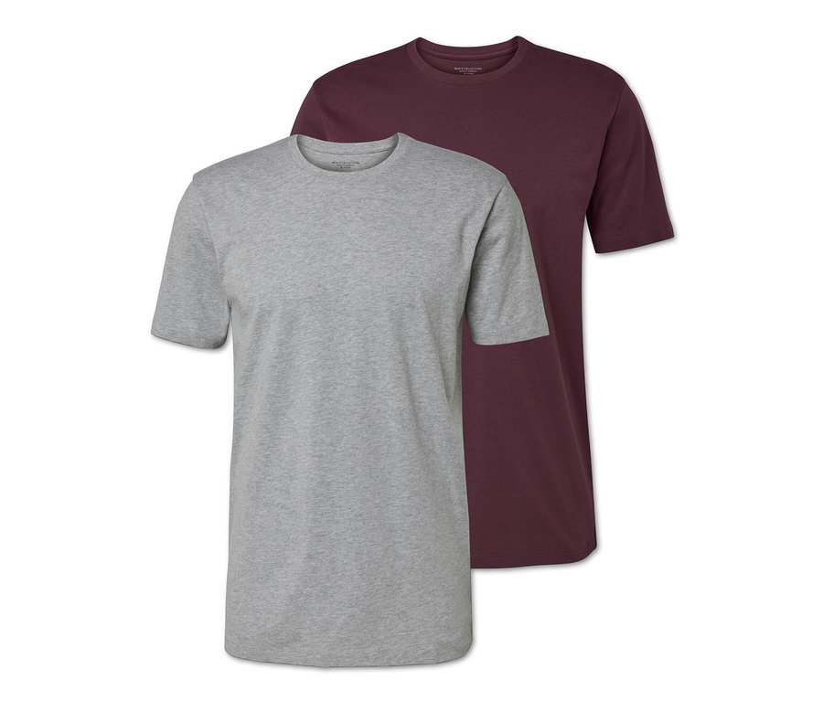 Zwei T-Shirts, grau und rot.