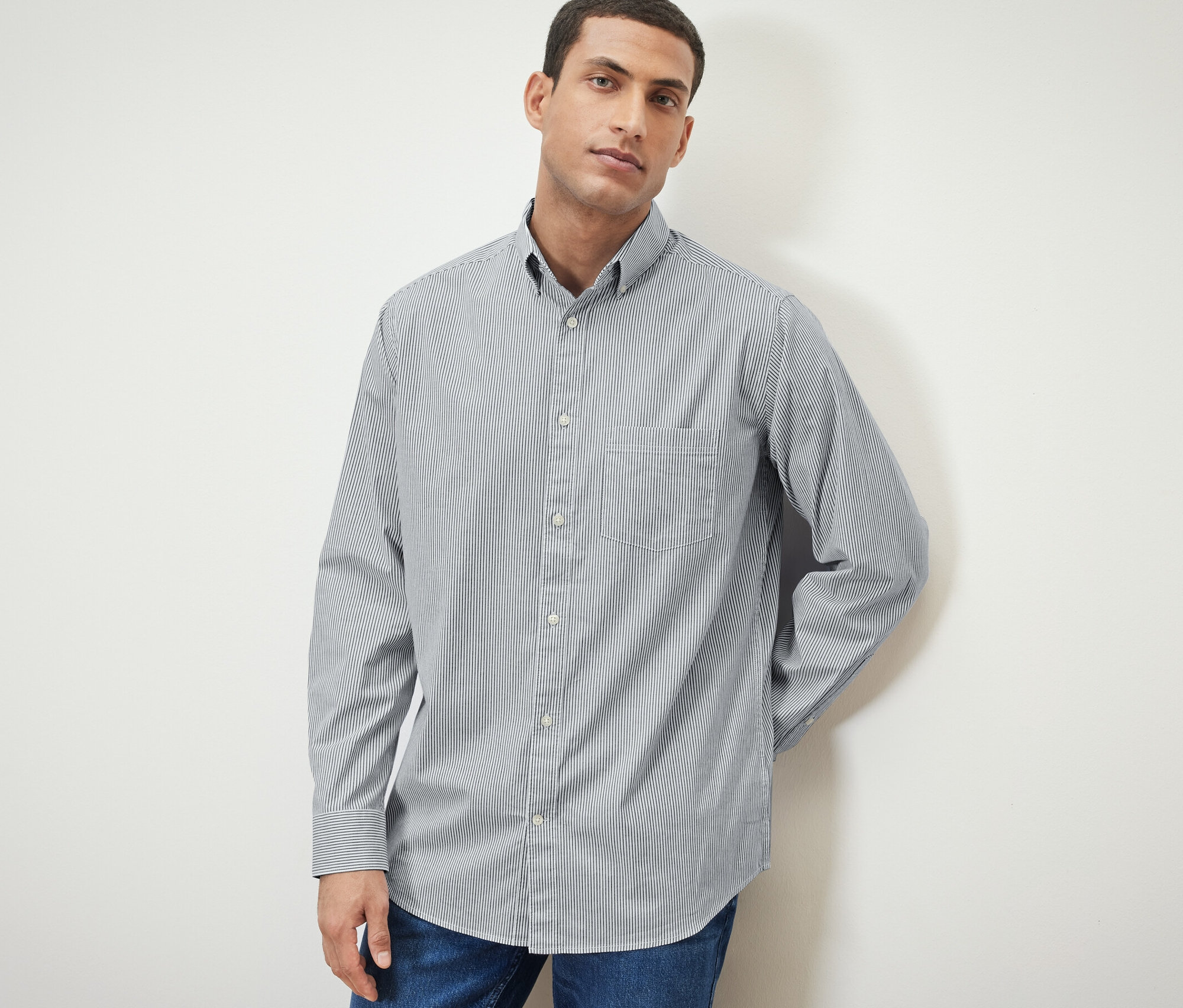 Thumbnail - Tchibo - Hemd - Herren - Gr. XL - dunkelblau/gestreift