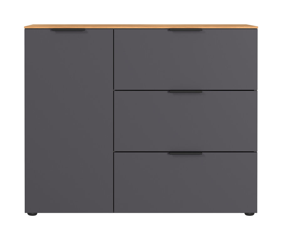 Nahaufnahme eines kleinen, graphitfarbenen Sideboards »CALIFORNIA«.