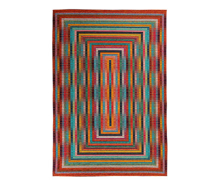 Mehrfarbiger Kayoom Kurzflorteppich "Primavera 125" mit Rechteckmuster.