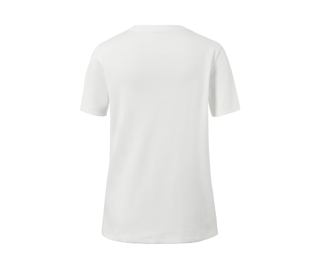 Rückansicht des cremefarbenen Basic T-Shirts.