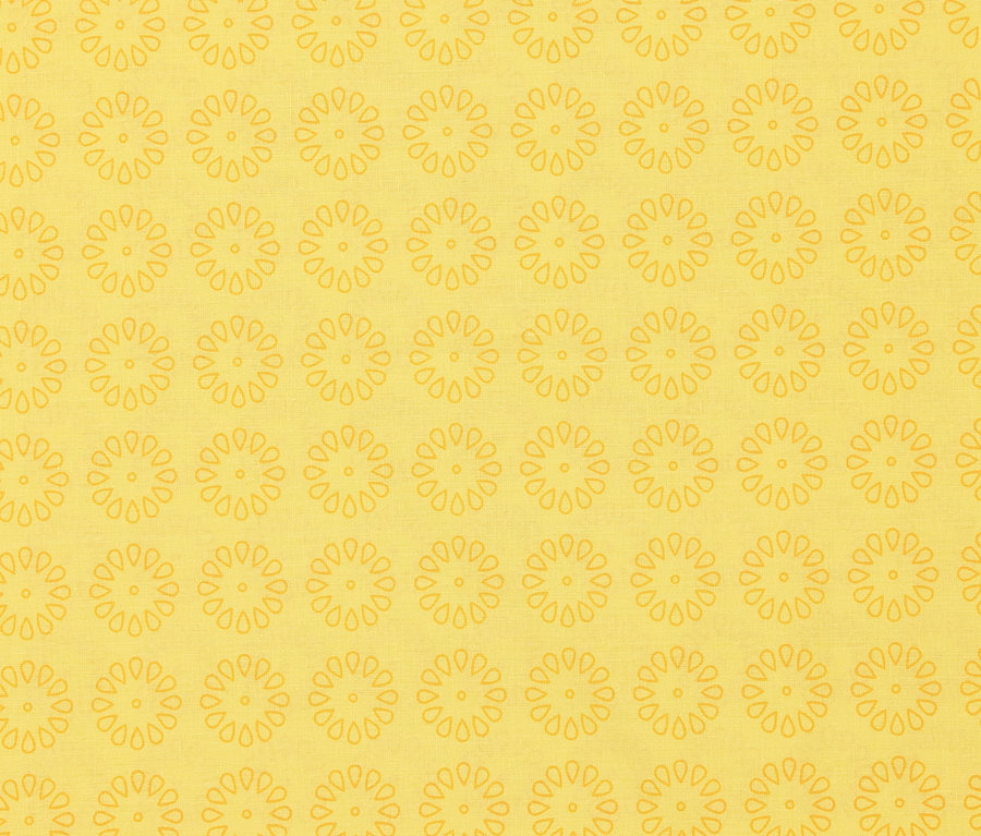 Gelber Hintergrund mit Blumenmuster. Renforcé-Bettwäsche.
