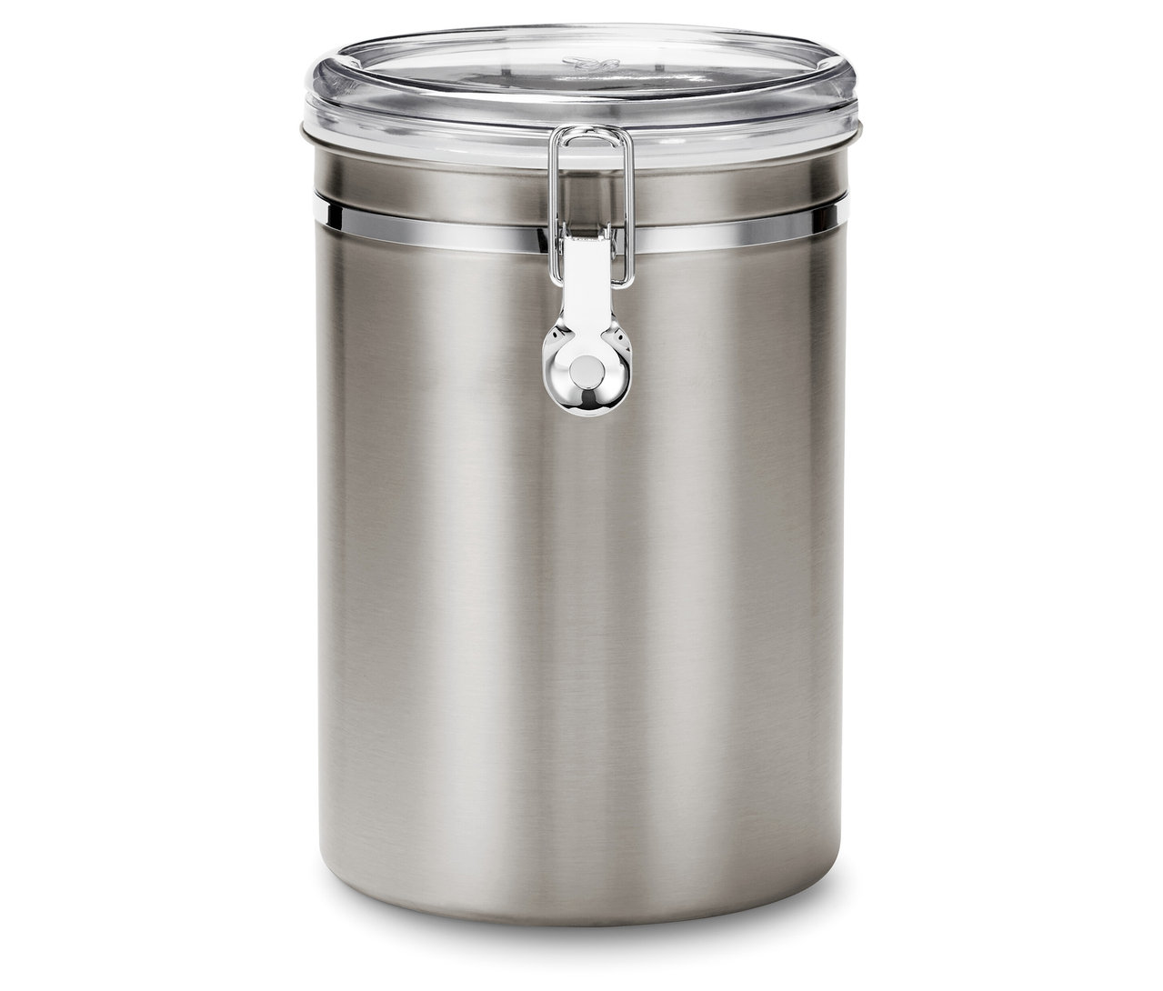 Eine Aromadose 1 kg, Edelstahl steht auf einem weißen Hintergrund.