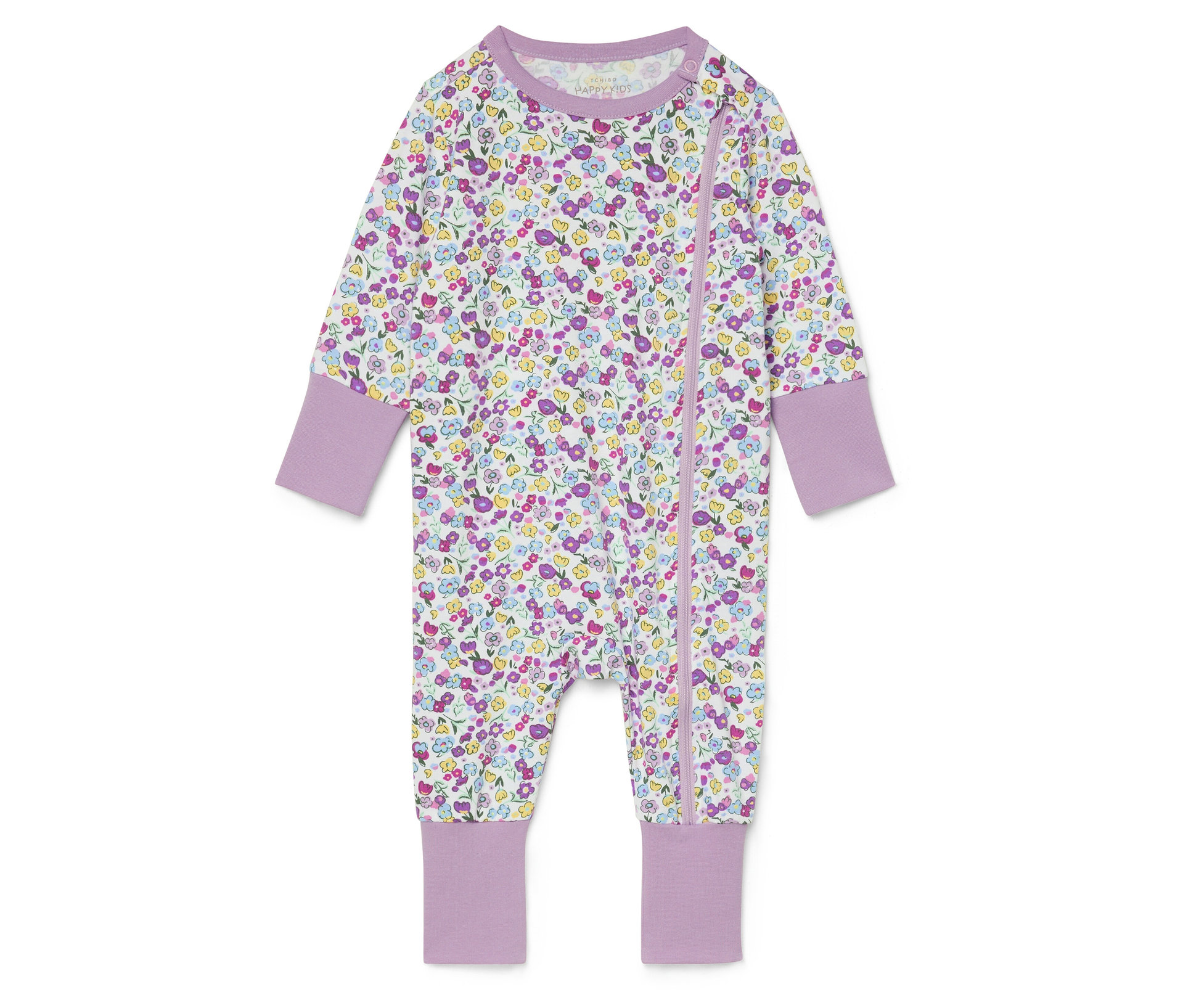 Tchibo - Baby-Schlafanzug - Gr. 50/56 - lila/geblümt