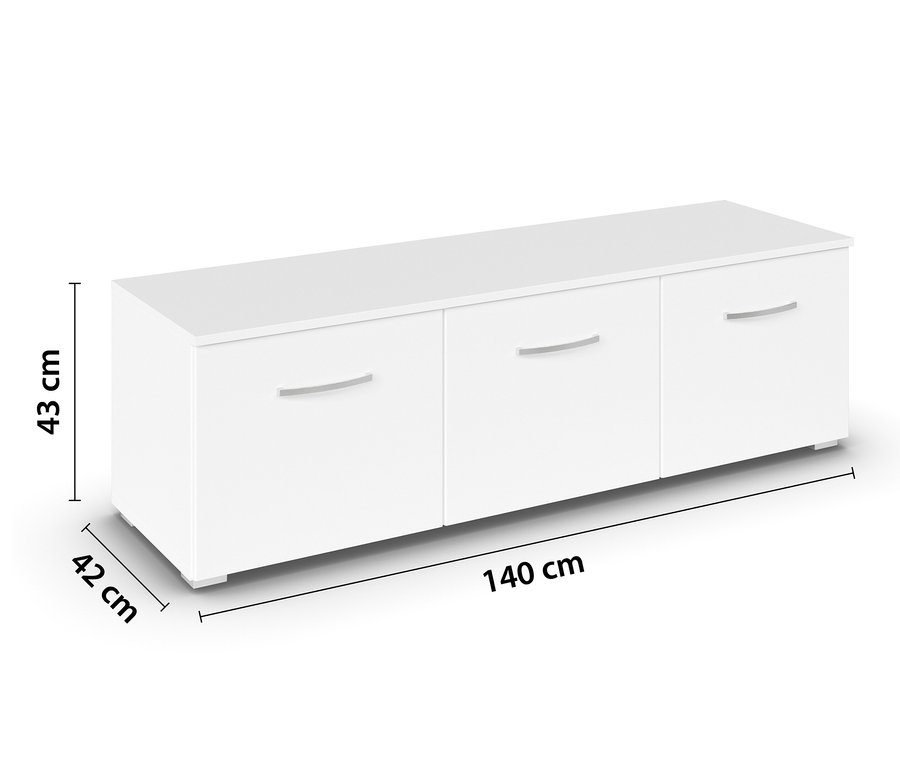 Weißes TV-Element »Aditio« mit 3 Türen.