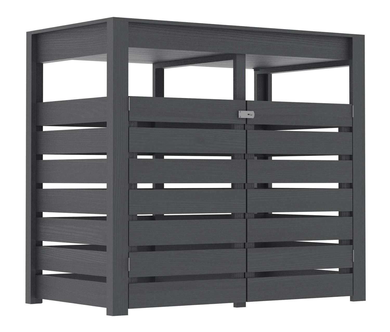 Karibu Mülltonnenbox für 2 Tonnen mit Pflanzdach - 158x88x143cm - grau - Fichtenholz