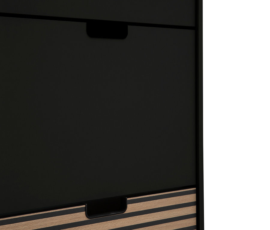 Detailansicht eines 2er-Schuhschranks »Ryker« in Mattschwarz.