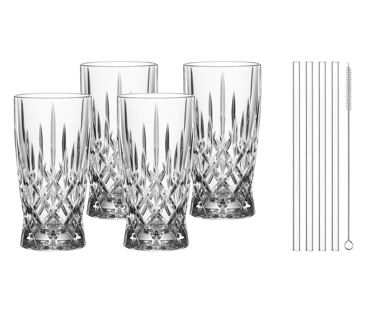 Vier Nachtmann Latte Macchiato Gläser »Noblesse« mit Glas Trinkhalmen