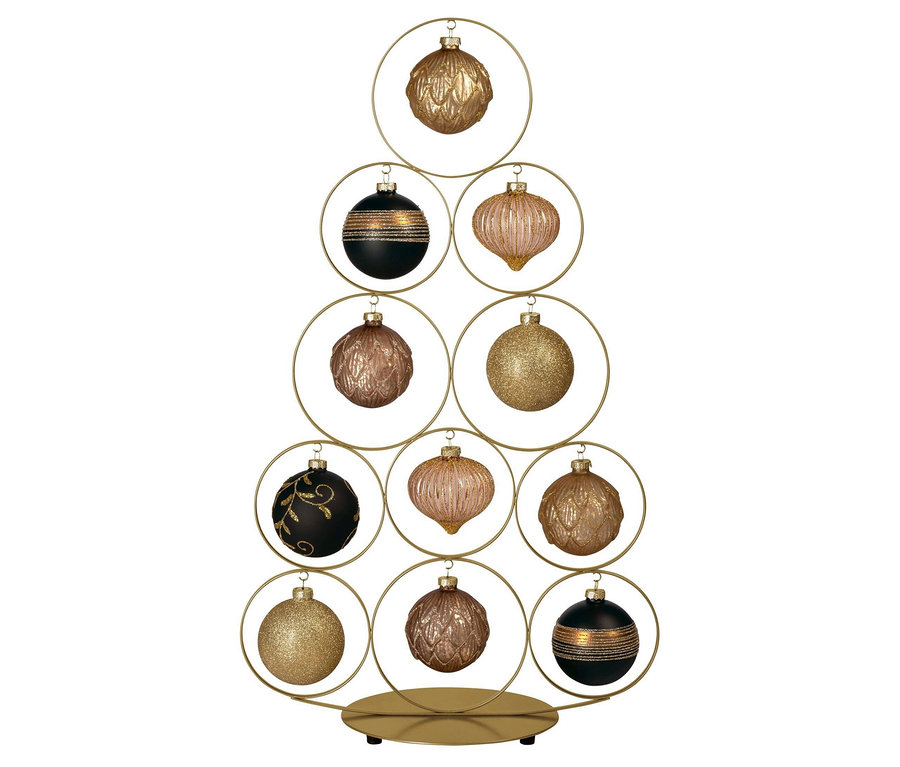 Dekorativer goldener Baum mit Ornamenten, Eglo Ballymena Deko-Objekt, klein.