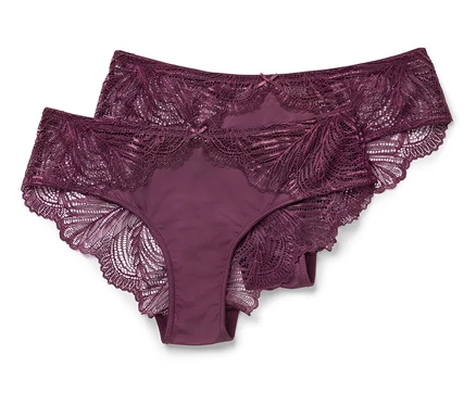 Zwei Brazilslips mit Spitze.