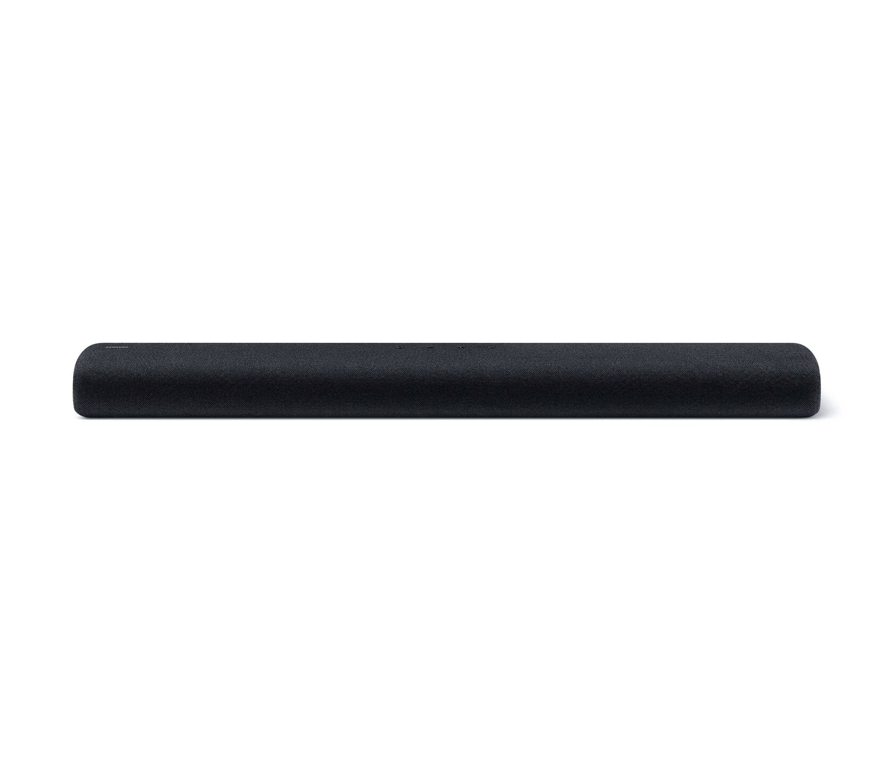 Ein schwarzer Samsung-Soundbar »HW-S60A/ZG« vor einem weißen Hintergrund.
