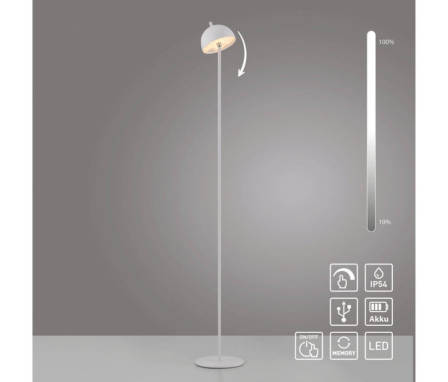 Weiße SCHÖNER WOHNEN-Kollektion Akku-Stehleuchte »Bellis«, Blütenzauber mit verstellbarem Leuchtenkopf und Touch-Dimmer Funktion.