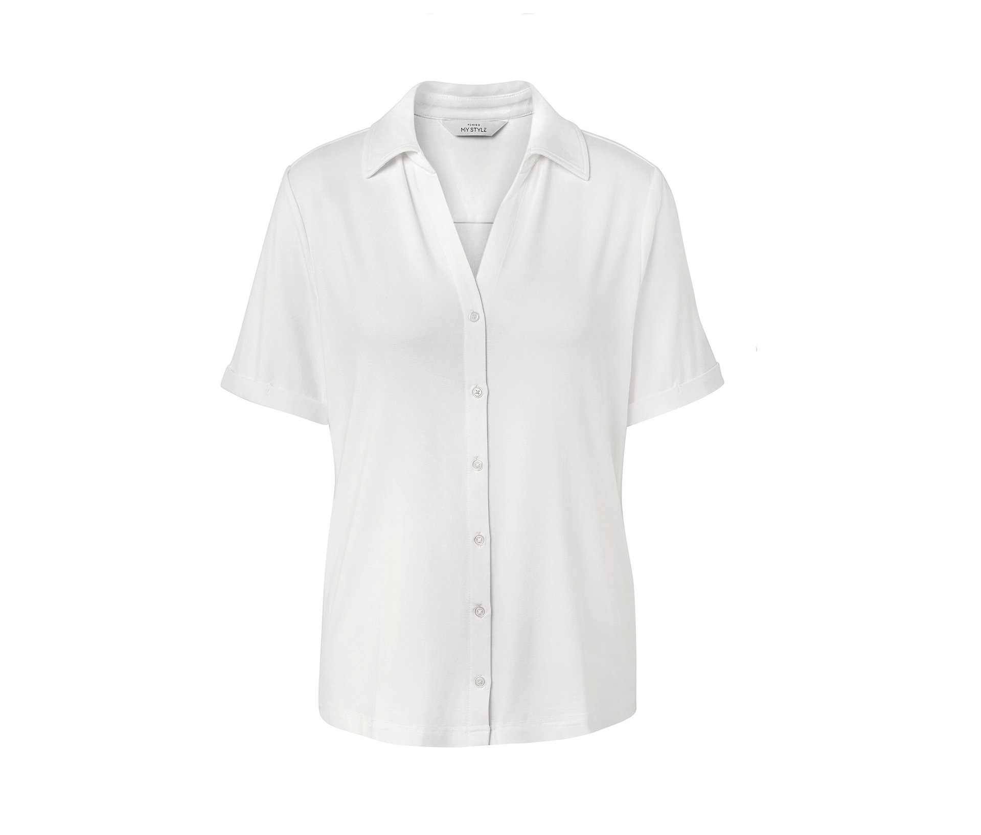 Blusenshirt mit Knopfleiste - Damen - Gr. XXL - weiß - weiß