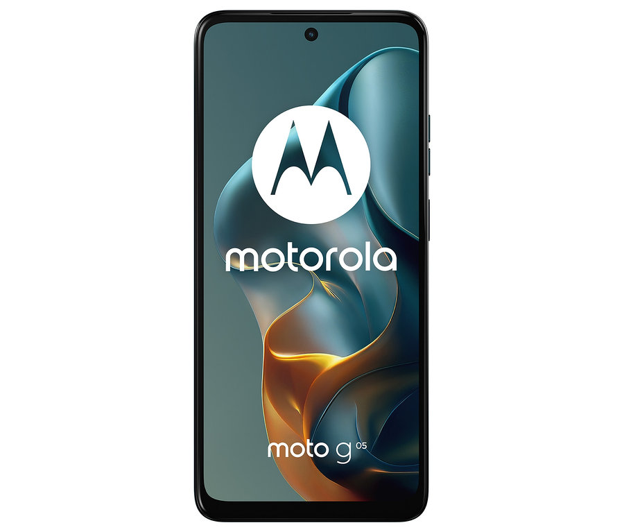 Abbildung eines Motorola-Handys mit dem Motorola-Logo und dem Schriftzug moto g05.