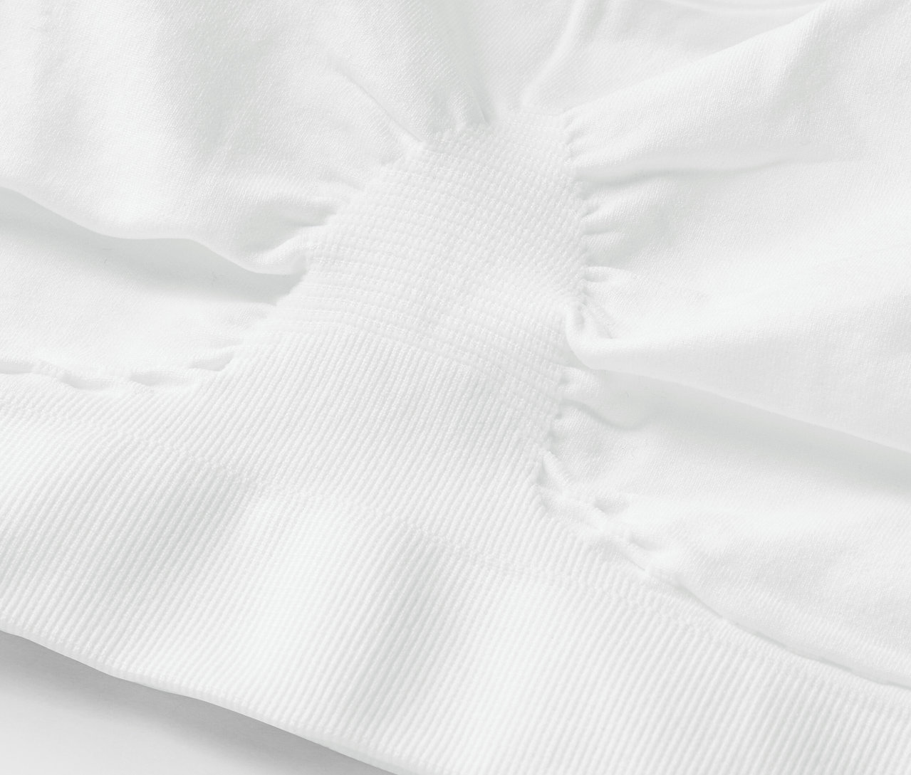 Detailaufnahme eines weißen Sport-BHs.