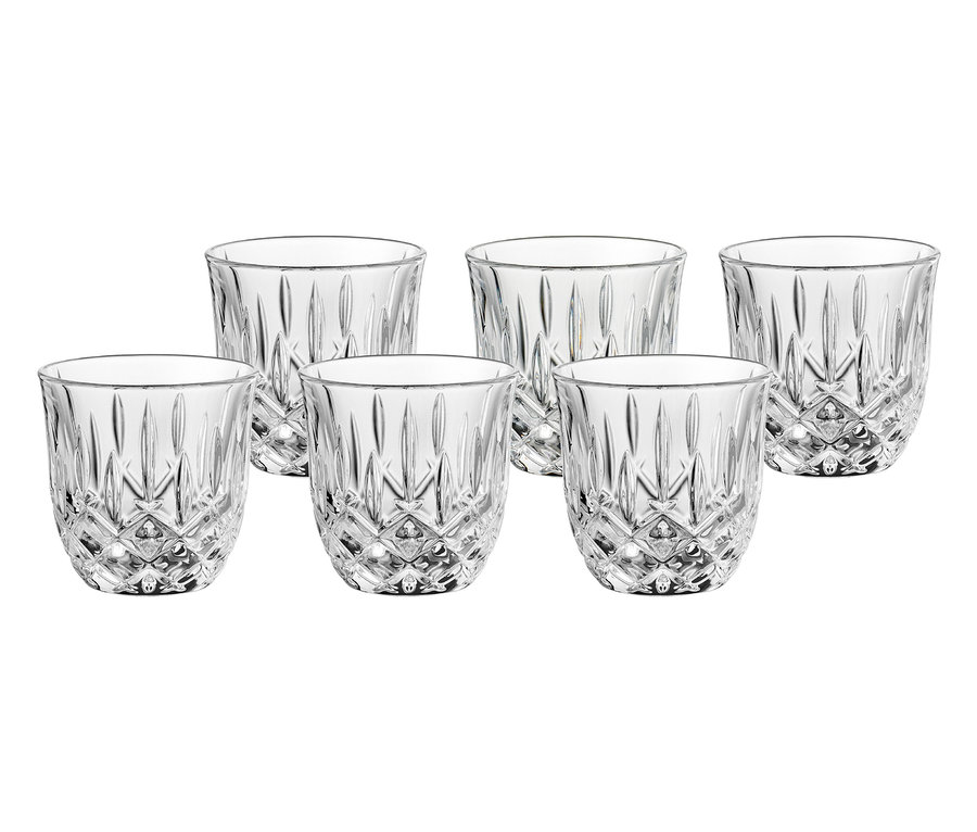 Sechs Nachtmann Espressogläser »Noblesse« in zwei Reihen.