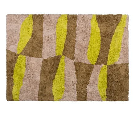Woood Teppich »Musa«, 170 x 240 mit braunen, beige und limettengrünen Mustern.