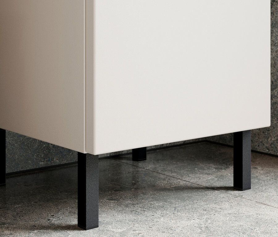 Detailaufnahme eines »Salinas« Hochschranks, groß, in Kaschmir, stehend auf schwarzen Füßen.