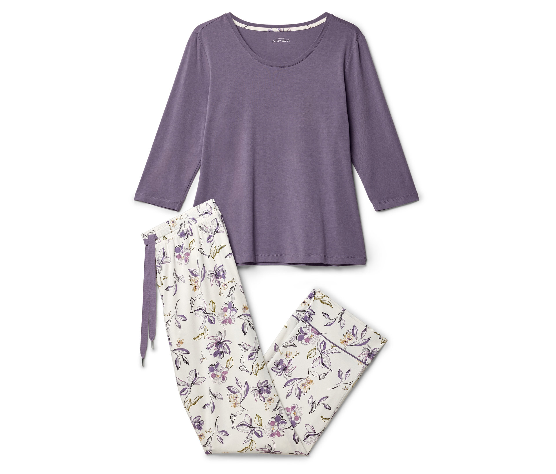 Pyjama-Set - Damen - Gr. L - lila/geblümt - lila