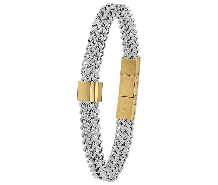 Silbernes Armband mit goldenen Akzenten.