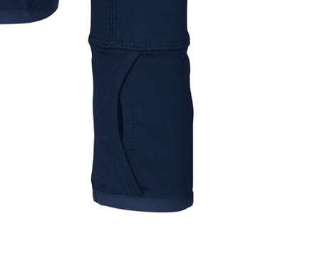 Dunkelblaues Thermo-Funktionsshirt mit langen Ärmeln und kurzem Reißverschluss.