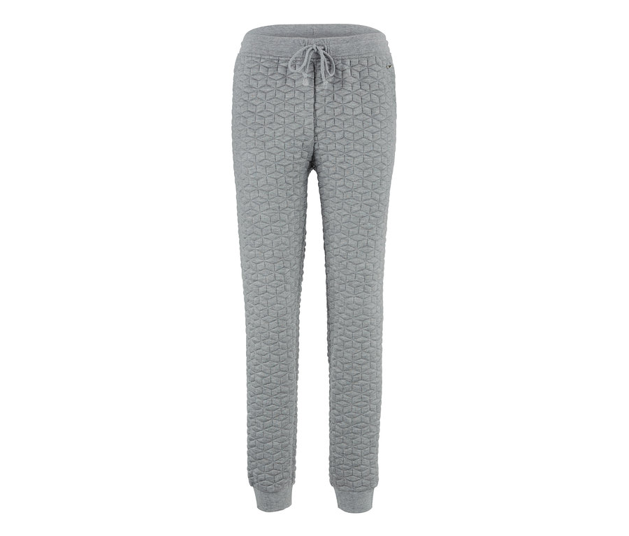 Graue Loungehose mit geometrischem Muster.