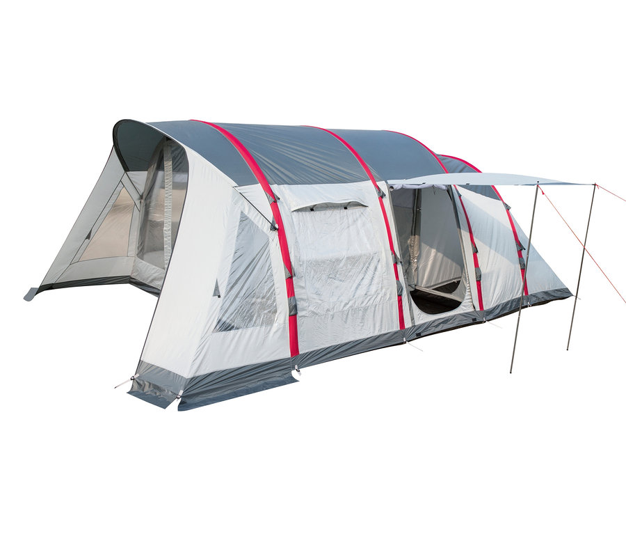 Aufgebautes Pavillo aufblasbares Airframe-Zelt »Sierra Ridge Air Pro X6« in Grau und Weiss.