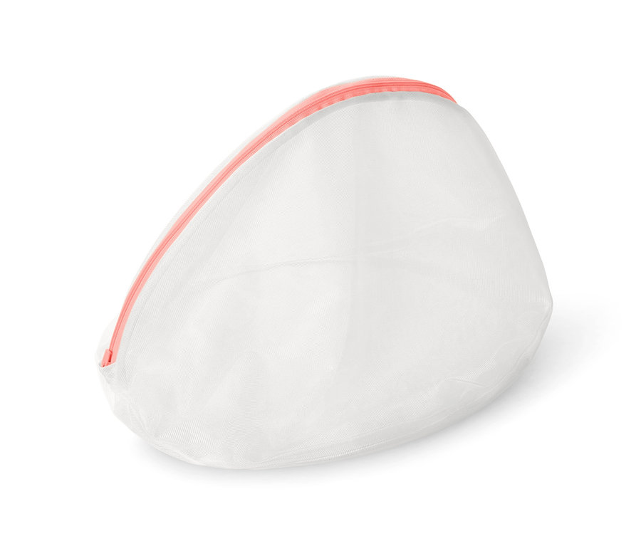 Ein weißes Wäschenetz mit Reißverschluss.