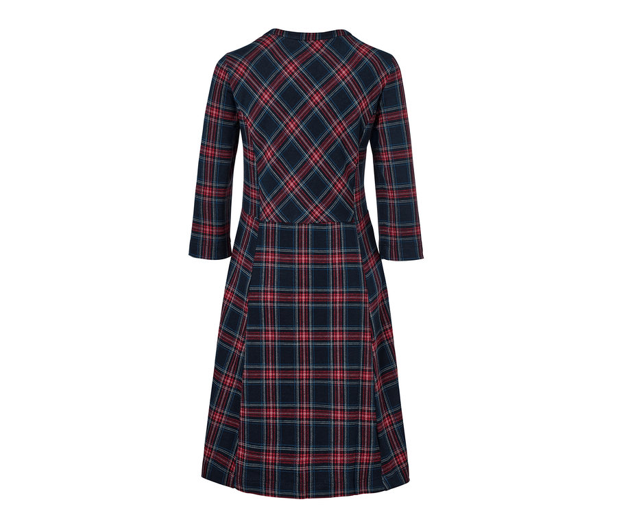 Kariertes Jacquard-Kleid mit Dreiviertelärmeln.