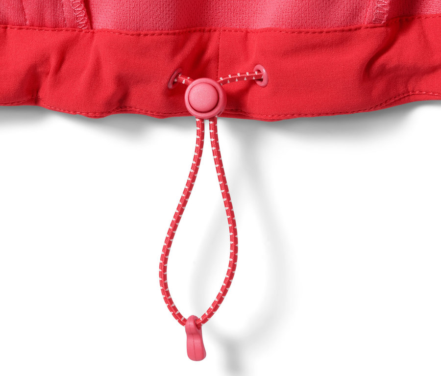 Detail einer Softshelljacke mit Kordelzug.
