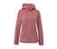 Roséfarbene Strickfleece-Jacke mit Reißverschluss und Kapuze.