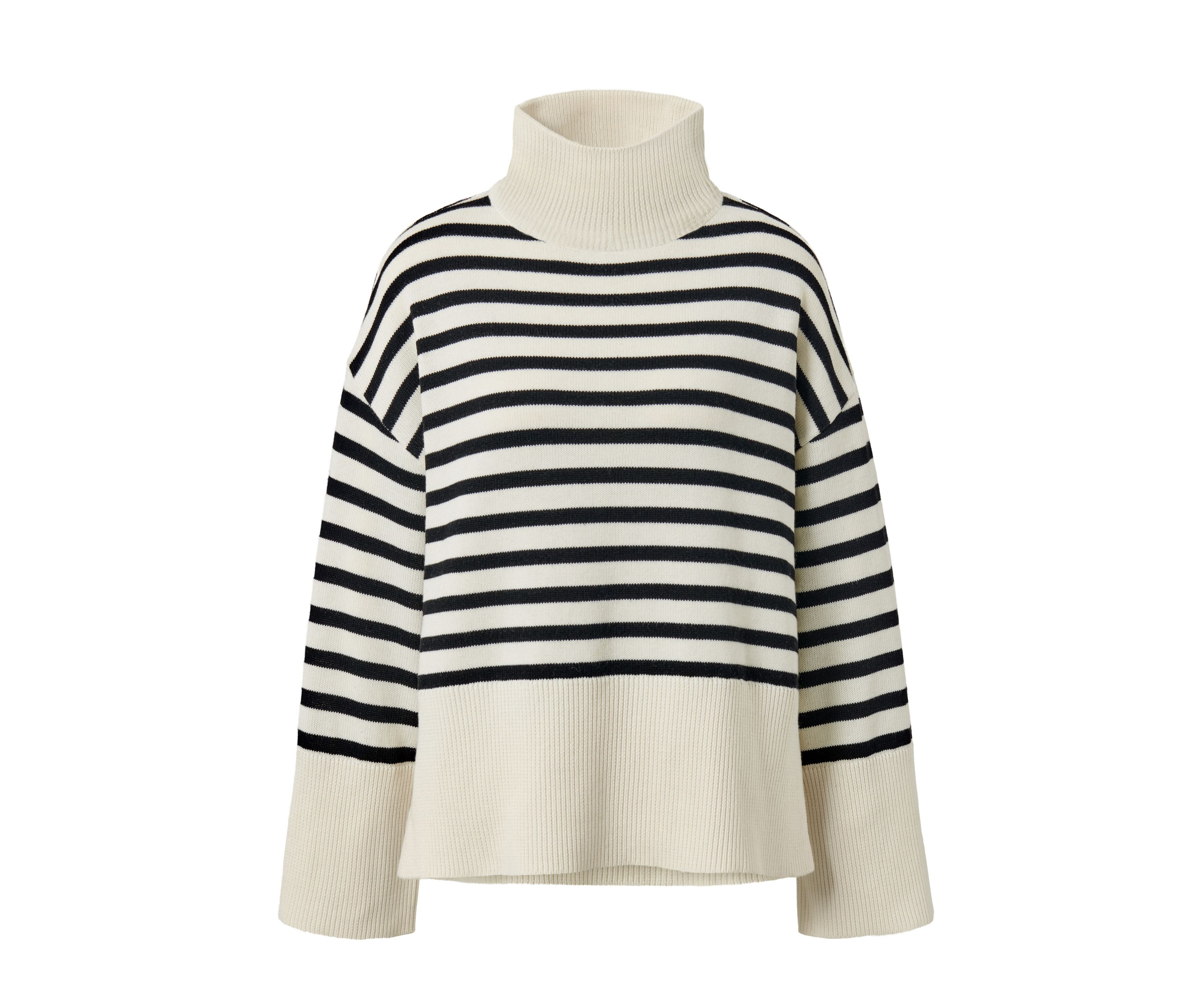 Tchibo - Strickpullover mit Wolle - Damen - Gr. L - creme/gestreift