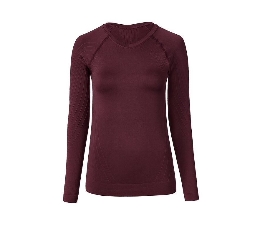 Weinrote Seamless-Funktionsunterwäsche mit langen Ärmeln.