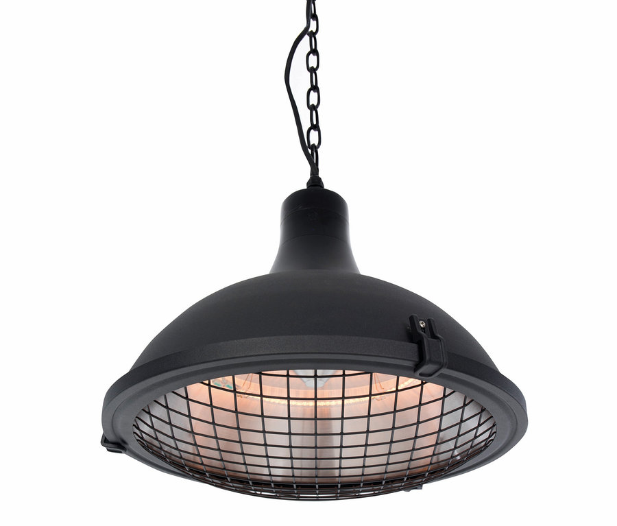 Ein schwarzer Sunred-Deckenstrahler »Indus II Hanging 2100« hängt an einer Kette.