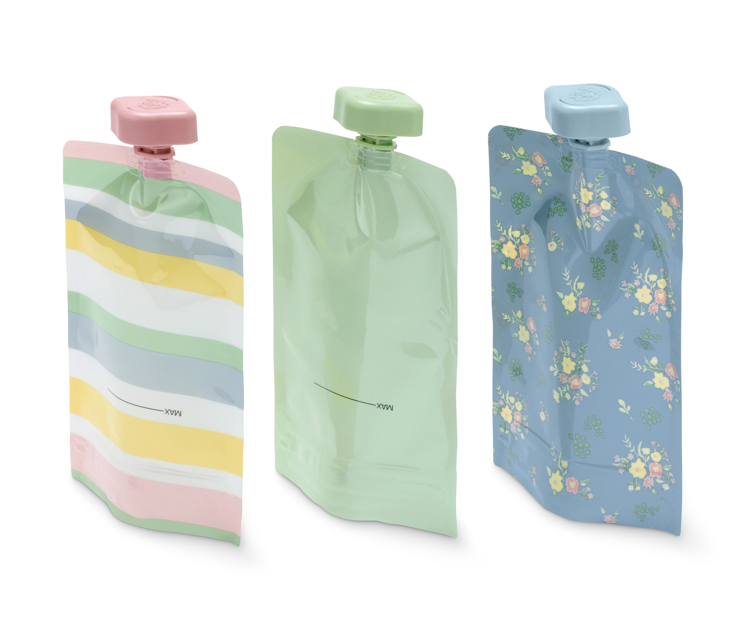 Drei Smoothiebeutel.