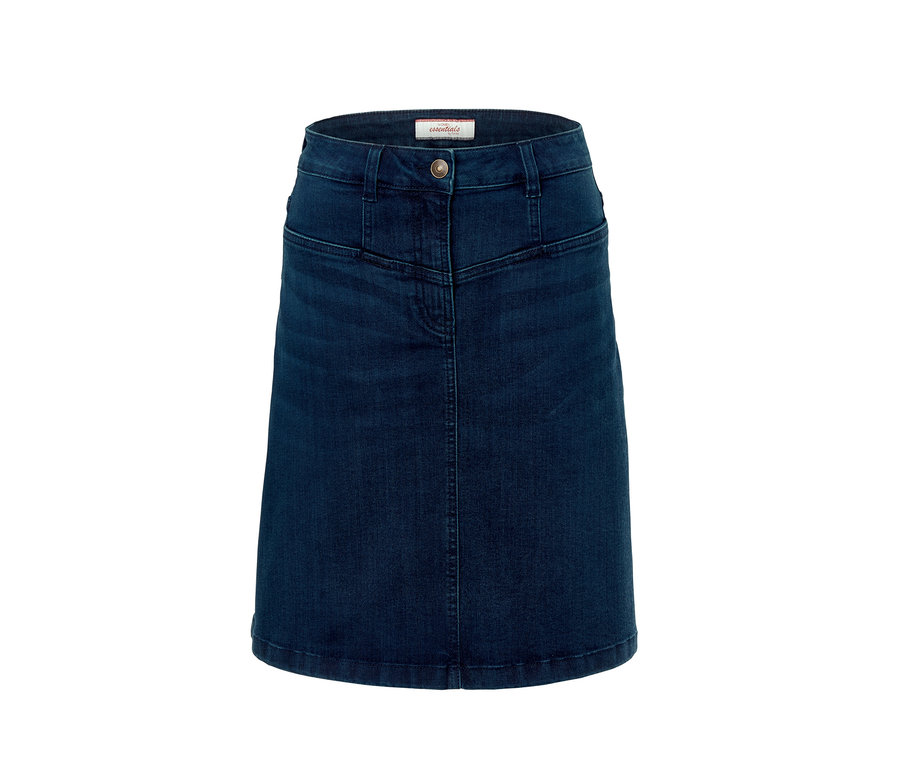 Ein Jeansrock auf weißem Hintergrund.