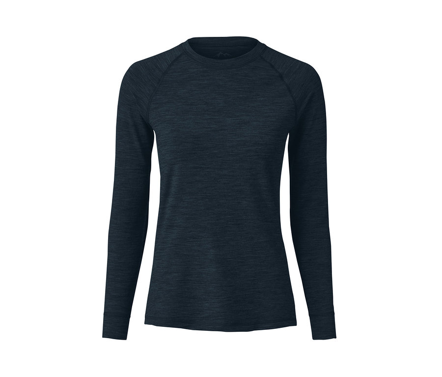 Dunkelblaues Funktionsshirt mit langen Ärmeln und Merinowolle.