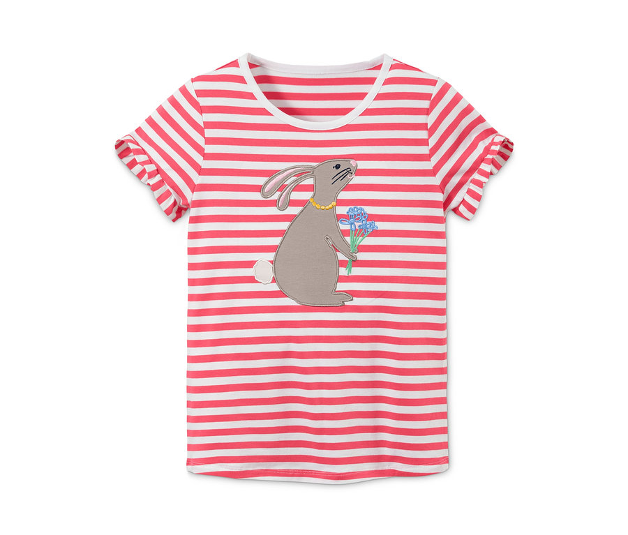 Gestreiftes T-Shirt mit Hasen-Applikation, 2 Stk.